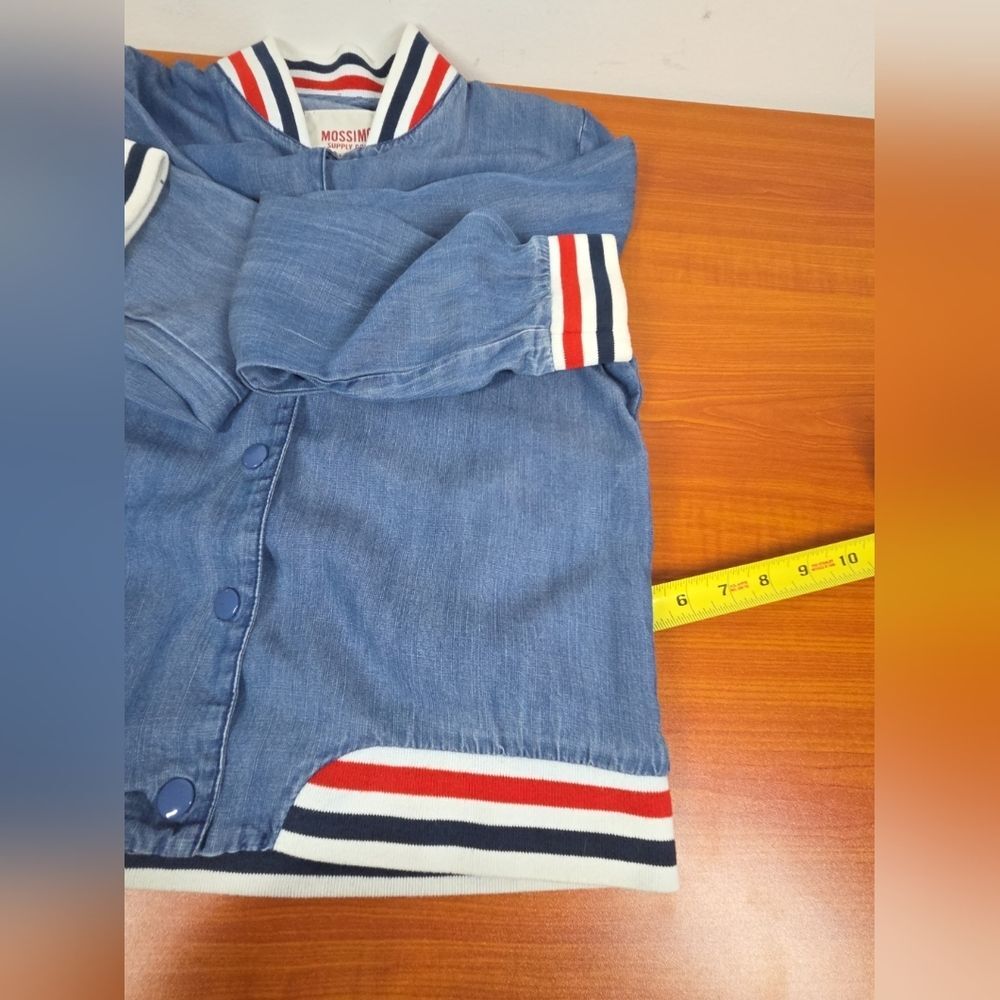 MOSSIMO SUPPLY CO Womens Chambray Denim Bomber Jacket XS Snap Button Pockets EUC - Picture 9 of 10